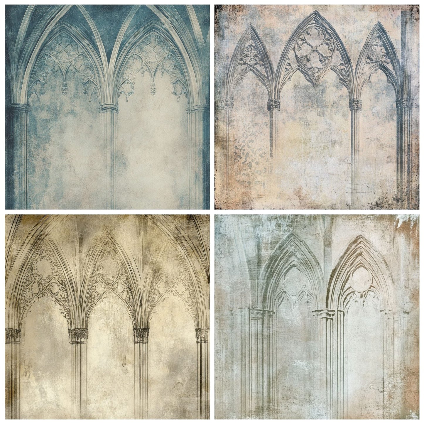 Gothic Cathedral Stencils Background Digital Paper Pack (DDD001910)