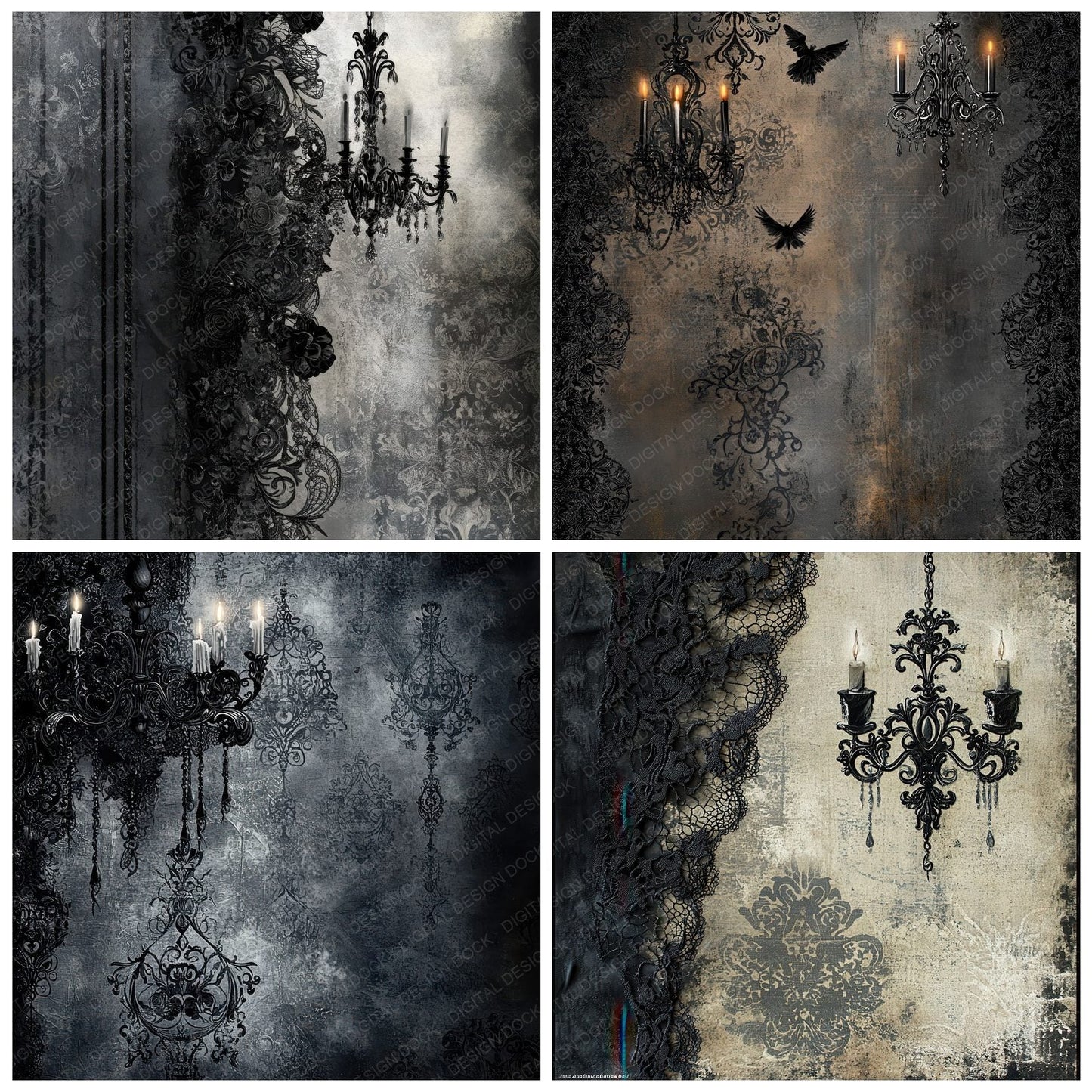 Gothic Lace Leather Digital Paper Pack (DDD001913)