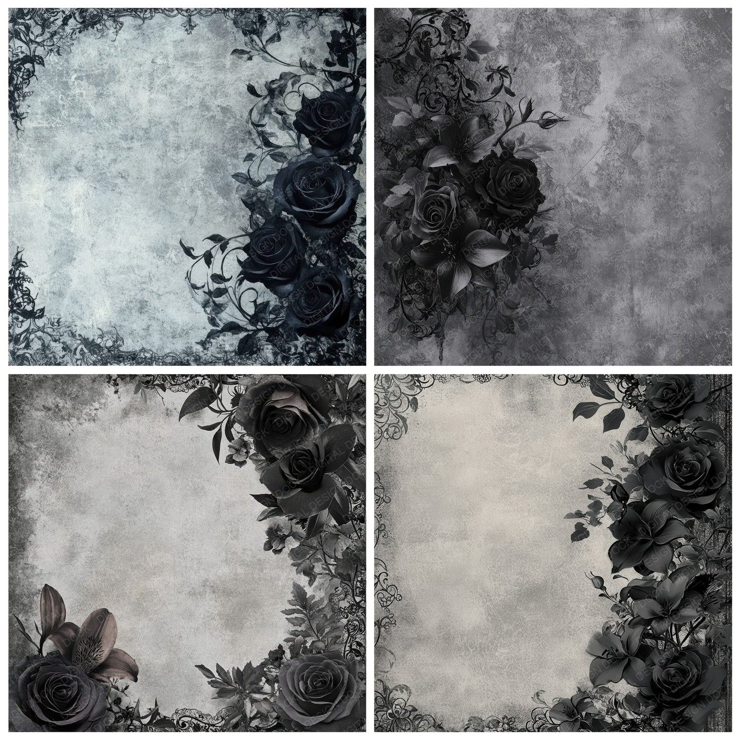 Gothic Mourning Digital Paper Pack (DDD001915)