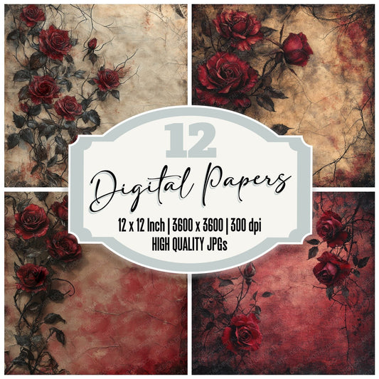 Gothic Roses Digital Paper Pack (DDD001918)
