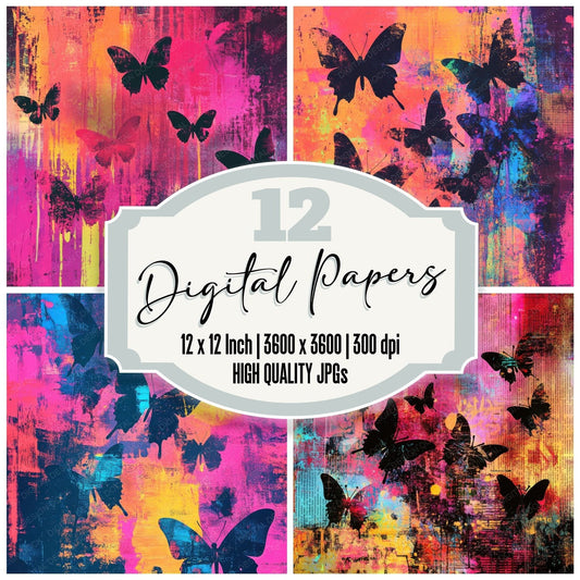 Graffiti Butterflies Digital Paper Pack (DDD001924)