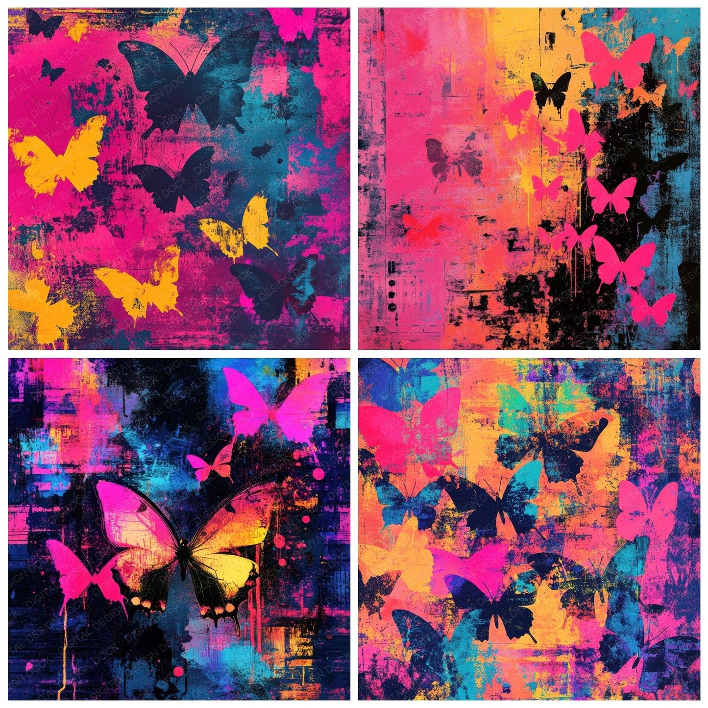 Graffiti Butterflies Digital Paper Pack (DDD001924)