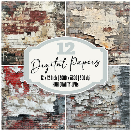 Graffiti Layered Brick Background Digital Paper Pack (DDD001925)