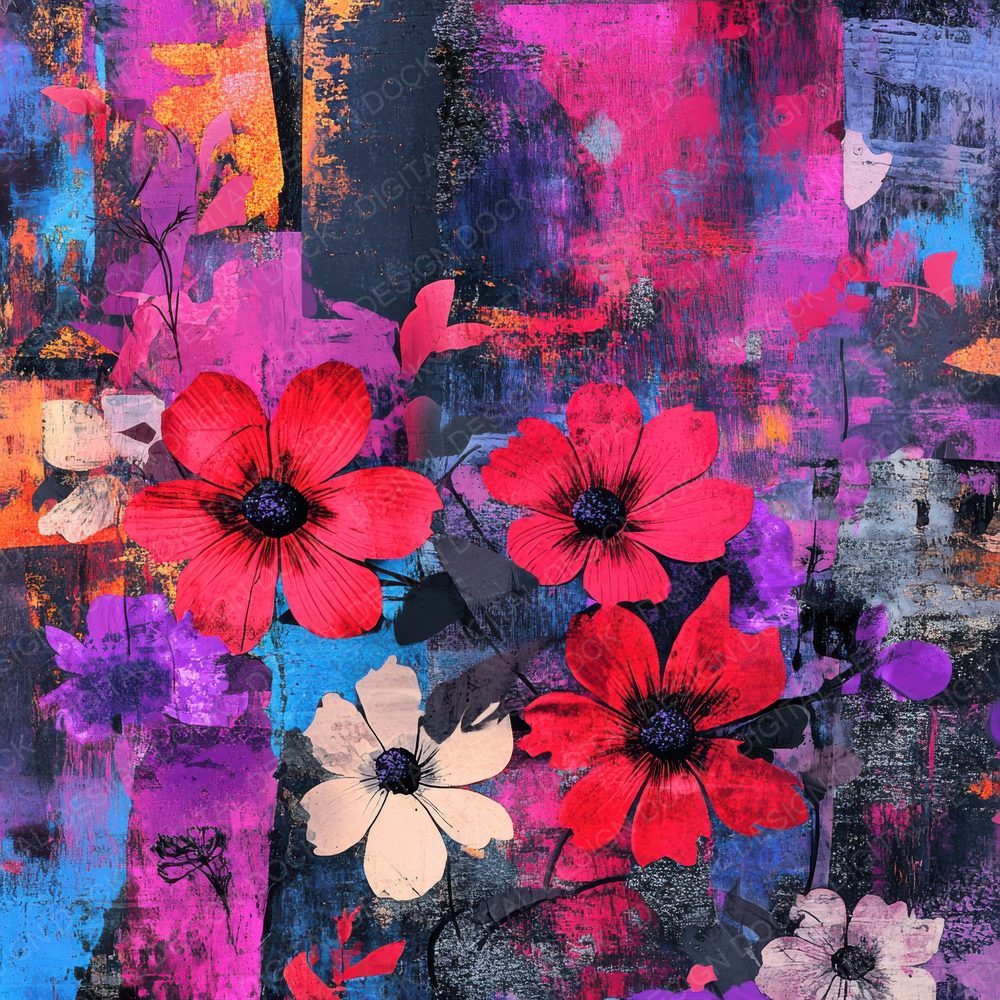 Graffiti Pop Florals Digital Paper Pack (DDD001927)