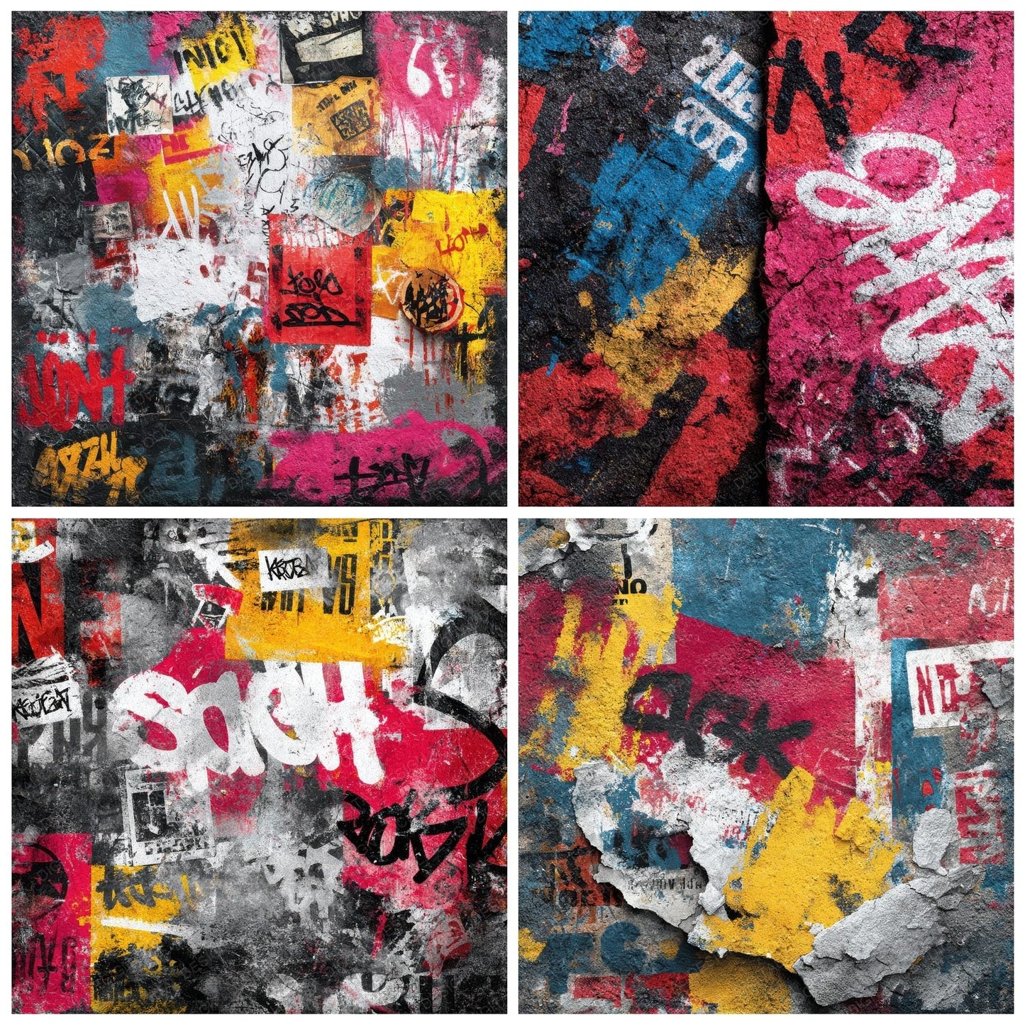 Graffiti Wall Red Blue Tag Digital Paper Pack (DDD001928)