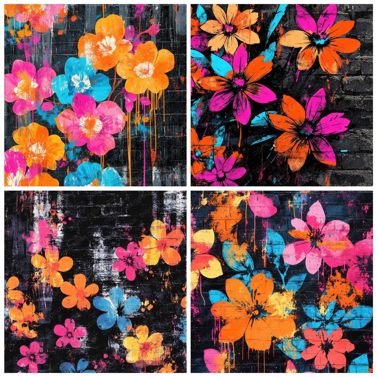 Graffiti Wildflowers Digital Paper Pack (DDD001929)