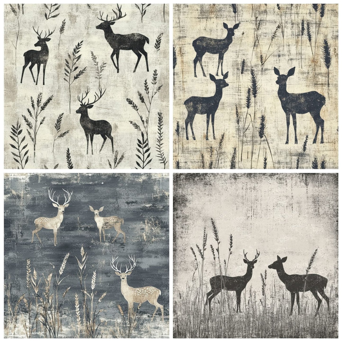 Gray Deer Wheat Digital Paper Pack (DDD001938)