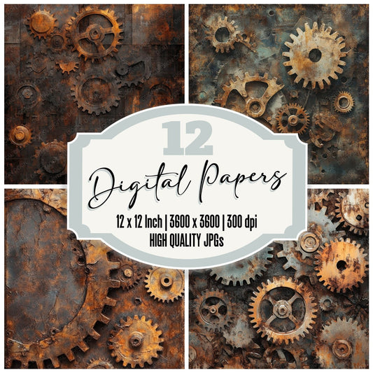 Greasy Industrial Metal Background Digital Paper Pack (DDD001940)