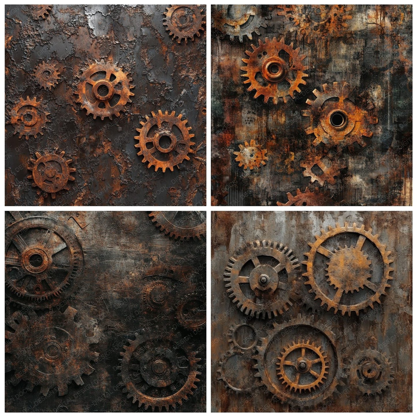 Greasy Industrial Metal Background Digital Paper Pack (DDD001940)