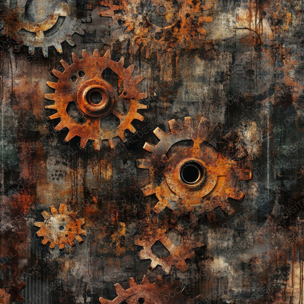 Greasy Industrial Metal Background Digital Paper Pack (DDD001940)