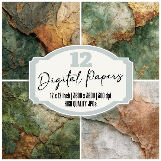 Green Clay Plaster Smudge Digital Paper Pack (DDD001944)