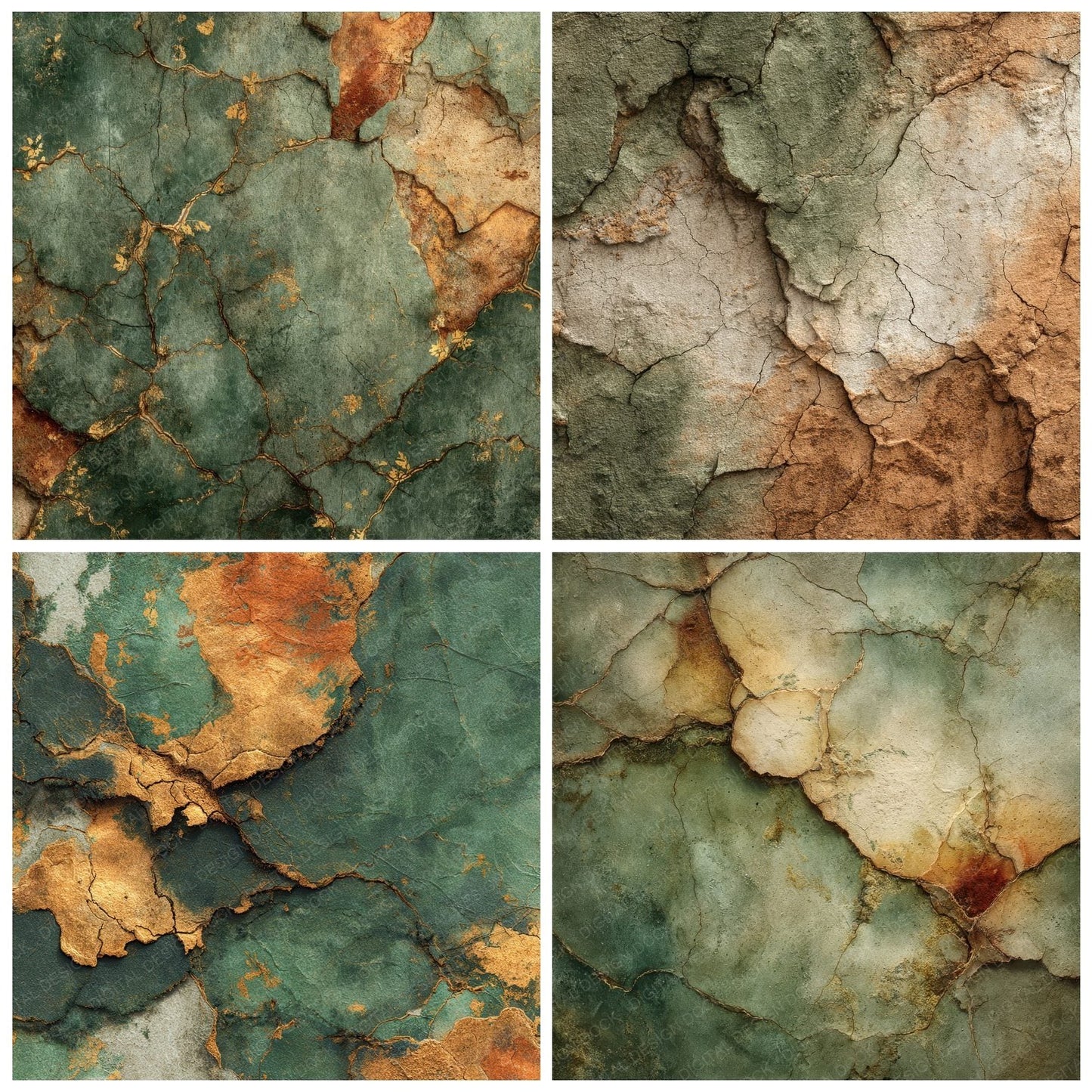 Green Clay Plaster Smudge Digital Paper Pack (DDD001944)