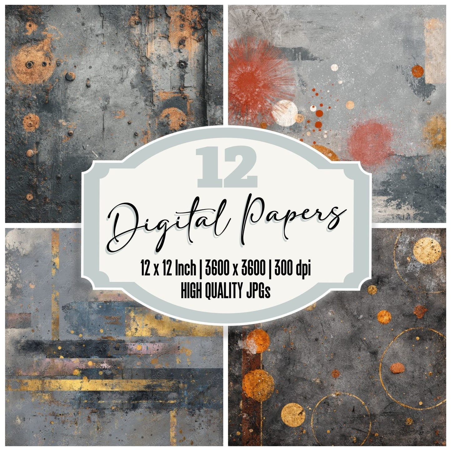 Grey Rust Tape Oil Digital Paper Pack (DDD001949)