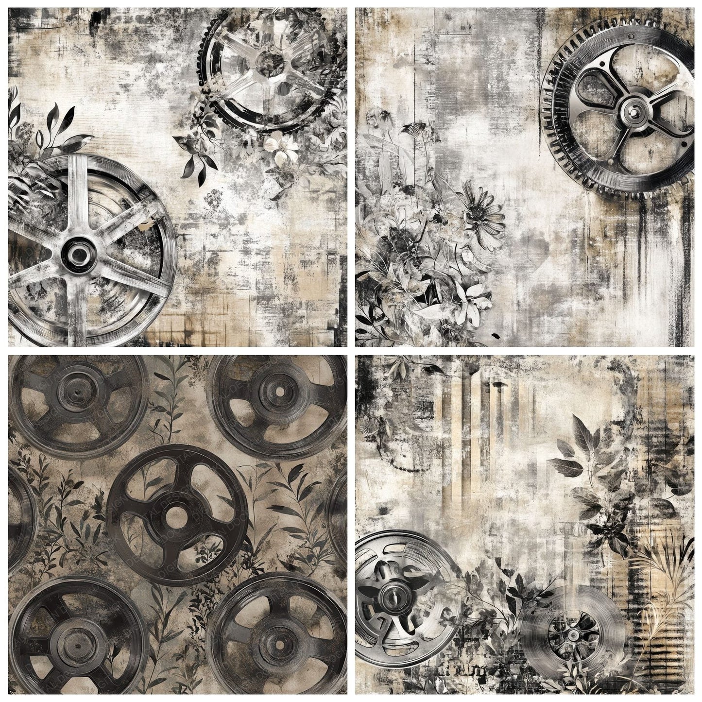 Gritty Film Reels Background Digital Paper Pack (DDD001954)