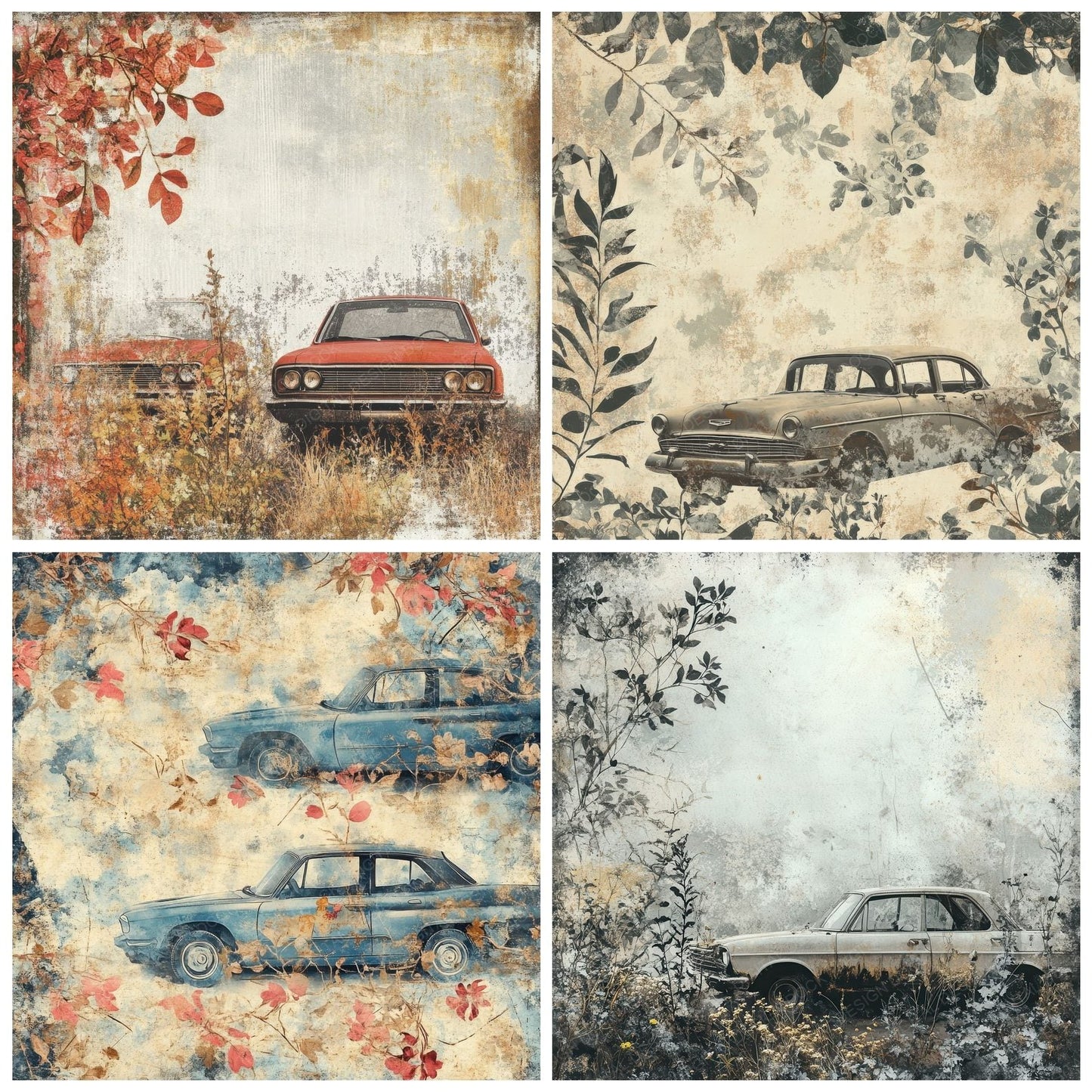 Gritty Retro Car Background Digital Paper Pack (DDD001956)