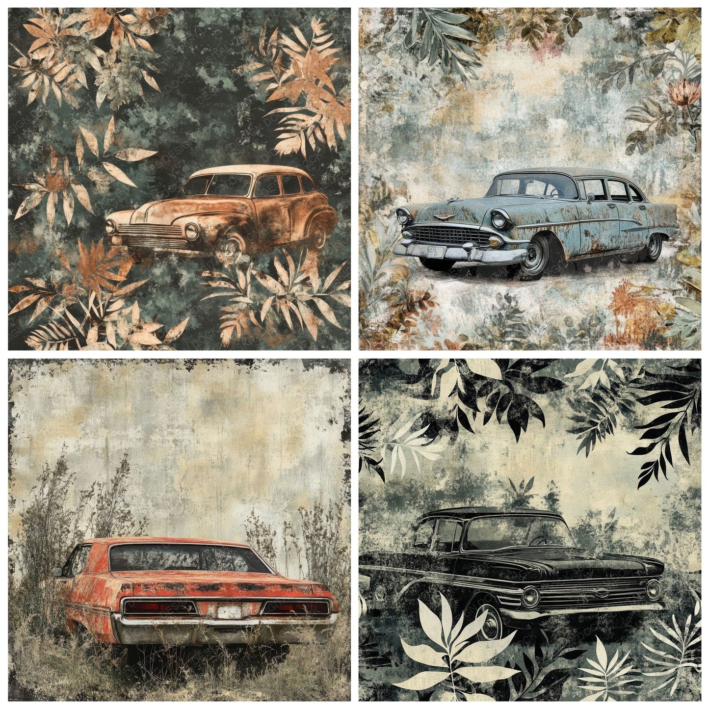 Gritty Retro Car Background Digital Paper Pack (DDD001956)