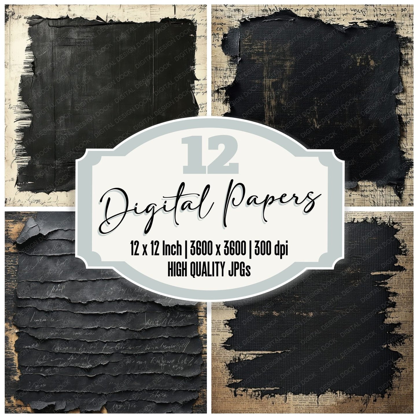 Grunge Edge Scrap Digital Paper Pack (DDD001957)