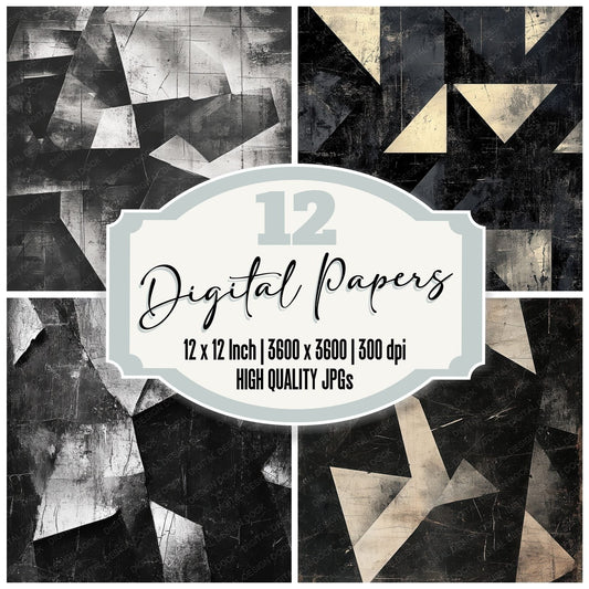 Grunge Geometric Grid Digital Paper Pack (DDD001958)