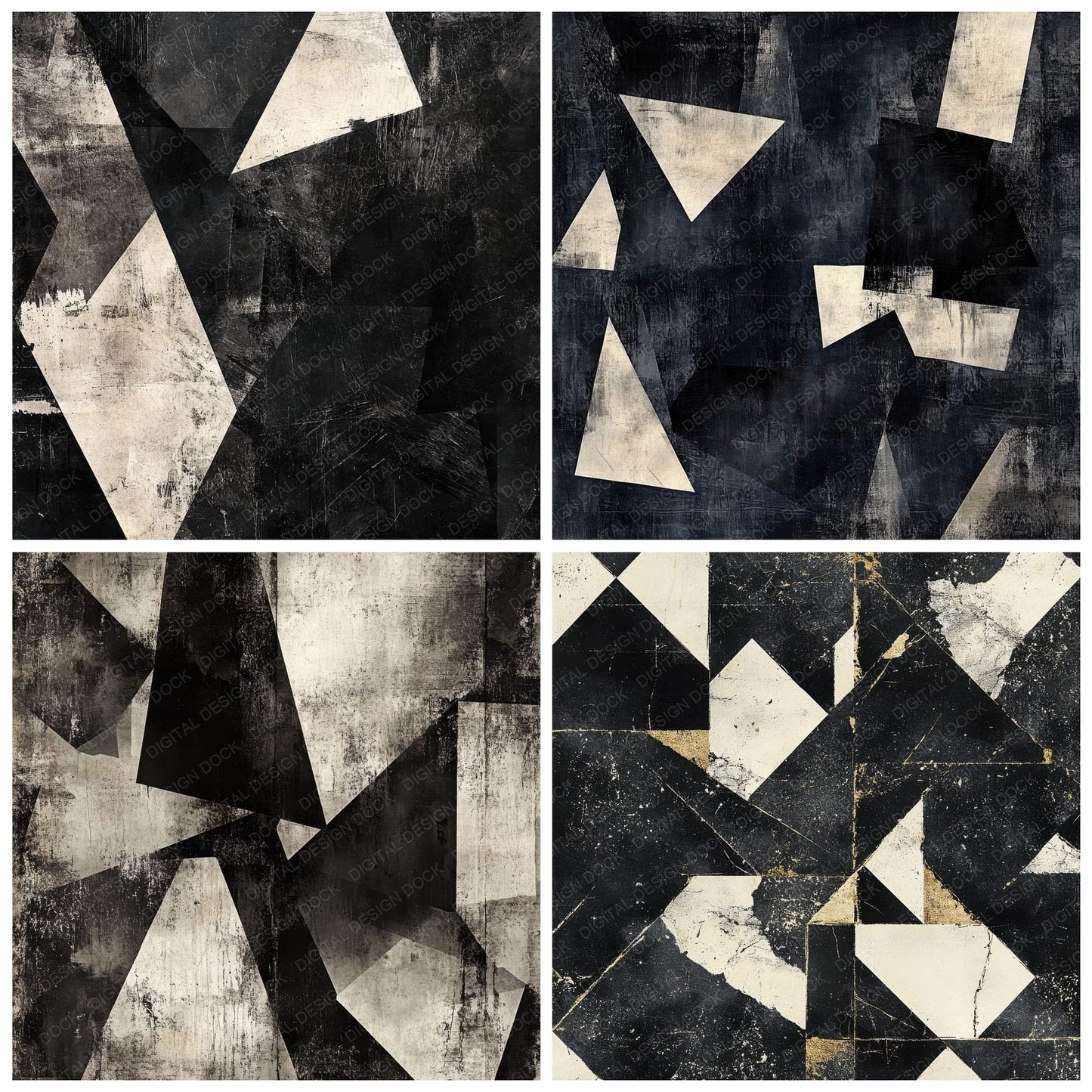 Grunge Geometric Grid Digital Paper Pack (DDD001958)