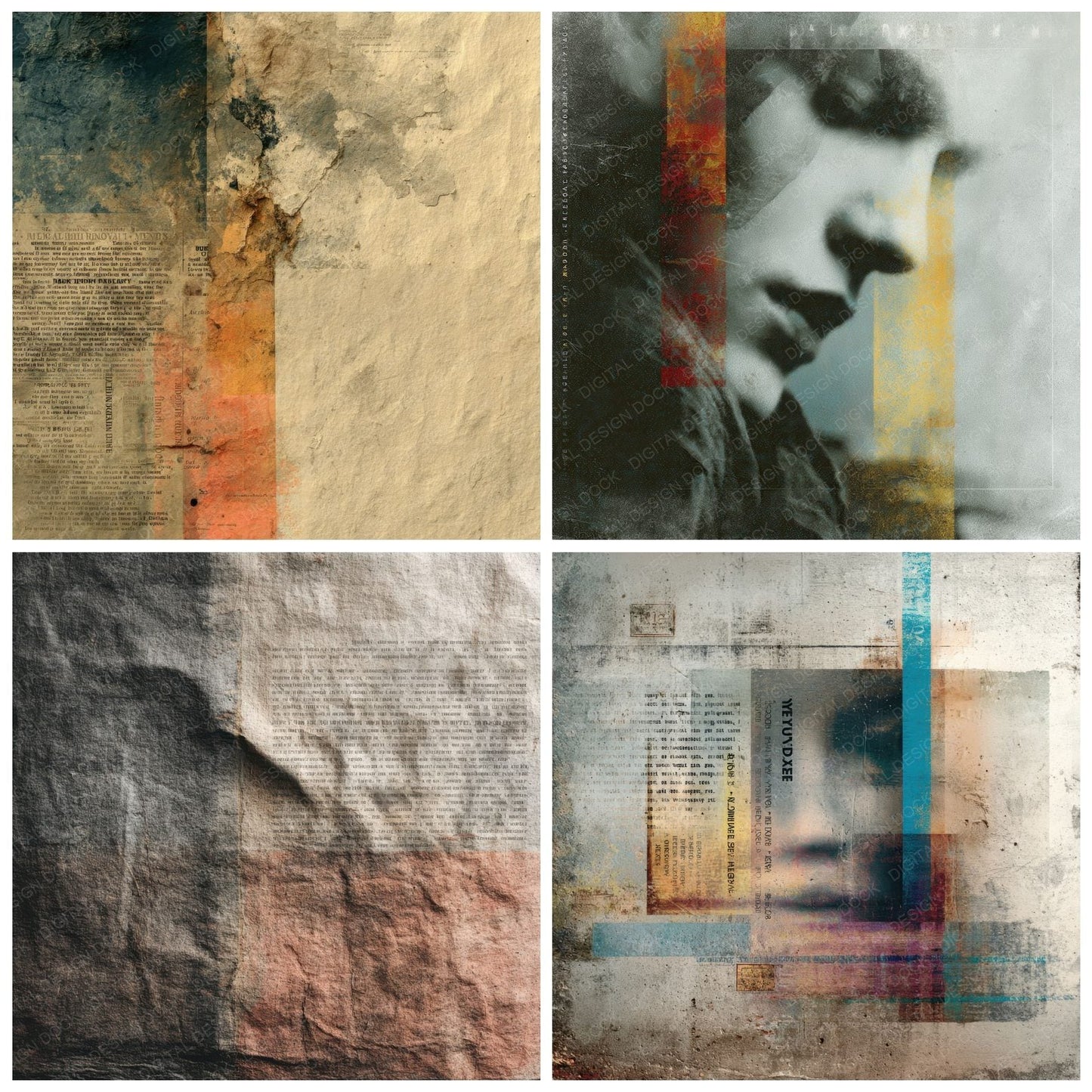 Half Face Text Digital Paper Pack (DDD001965)
