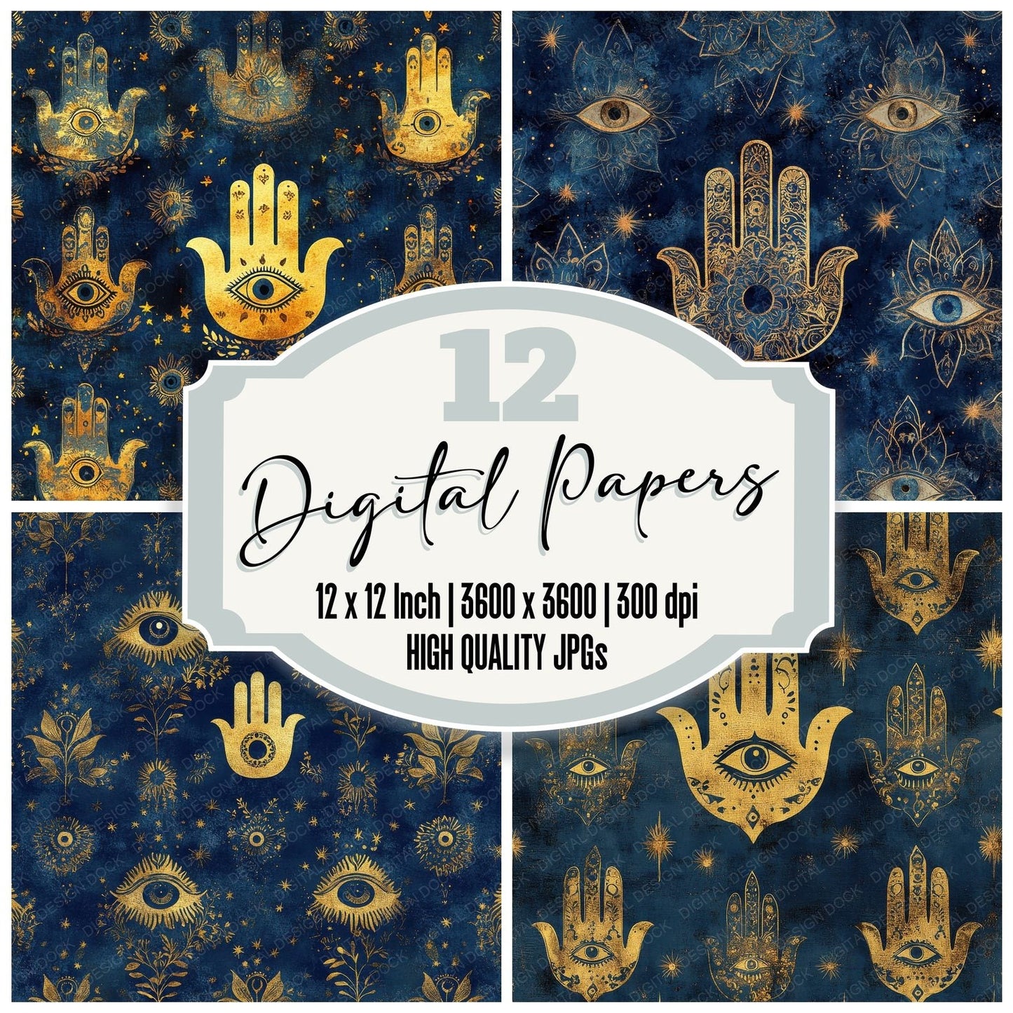 Hamsa Indigo Star Digital Paper Pack (DDD001991)