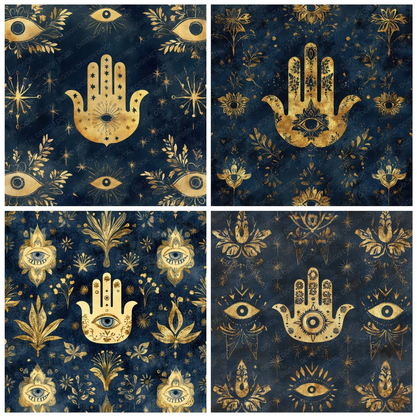 Hamsa Indigo Star Digital Paper Pack (DDD001991)