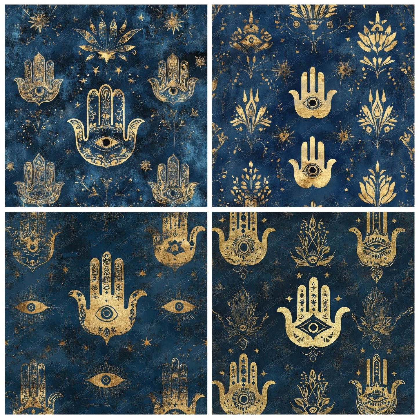 Hamsa Indigo Star Digital Paper Pack (DDD001991)