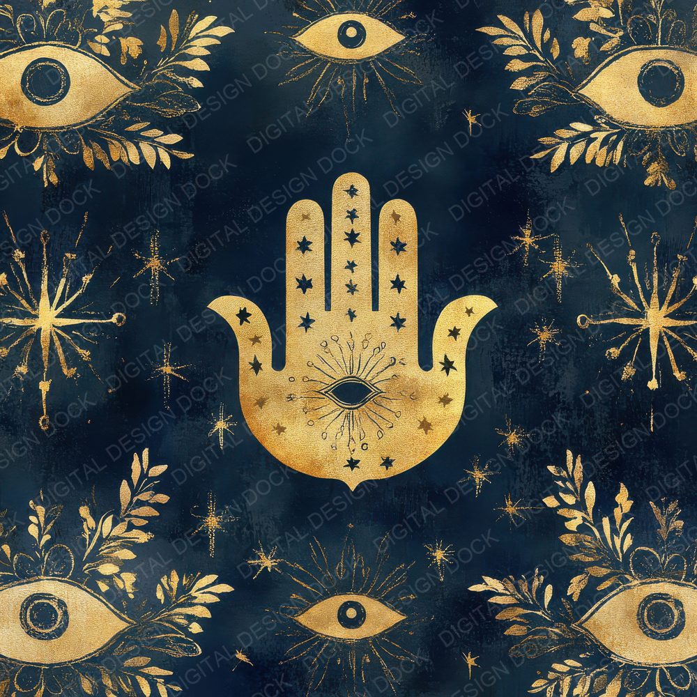 Hamsa Indigo Star Digital Paper Pack (DDD001991)
