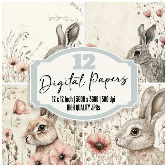 Hare Poppy Shadow Digital Paper Pack (DDD001994)
