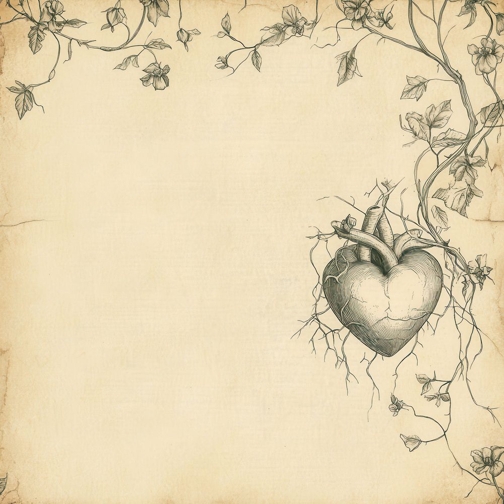Heart Parchment Sketch Digital Paper Pack (DDD002002)