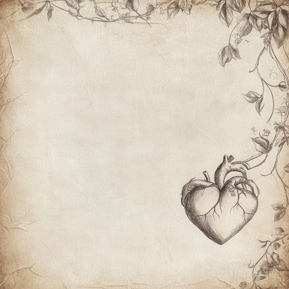 Heart Parchment Sketch Digital Paper Pack (DDD002002)