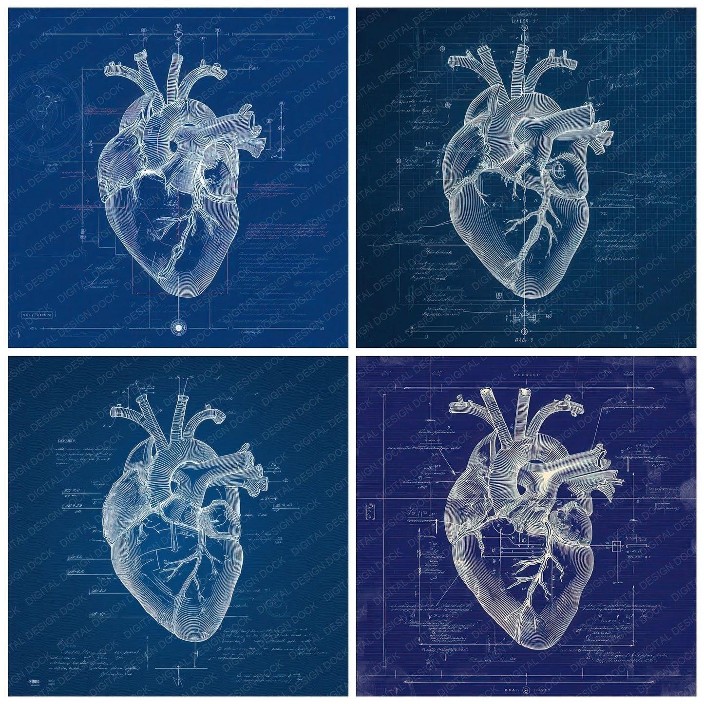 Heart Schematic Overlay Digital Paper Pack (DDD002003)