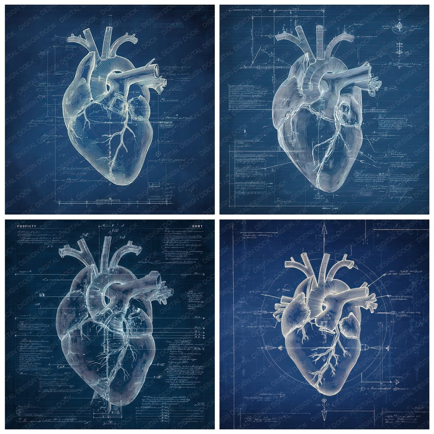 Heart Schematic Overlay Digital Paper Pack (DDD002003)