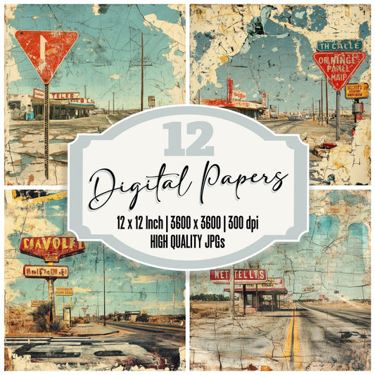Highway Map Motel Digital Paper Pack (DDD002015)