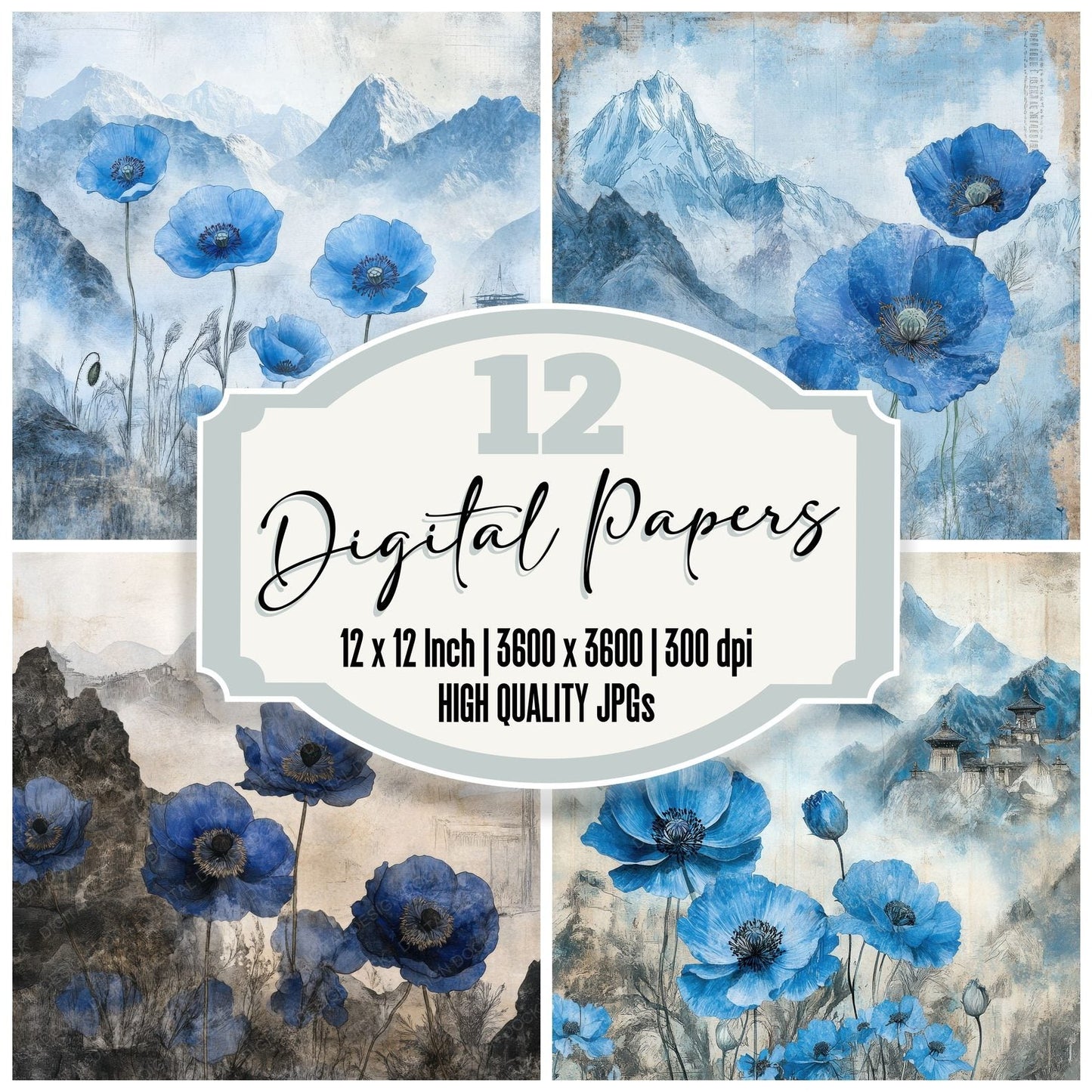 Himalayas Blue Poppy Digital Paper Pack (DDD002017)