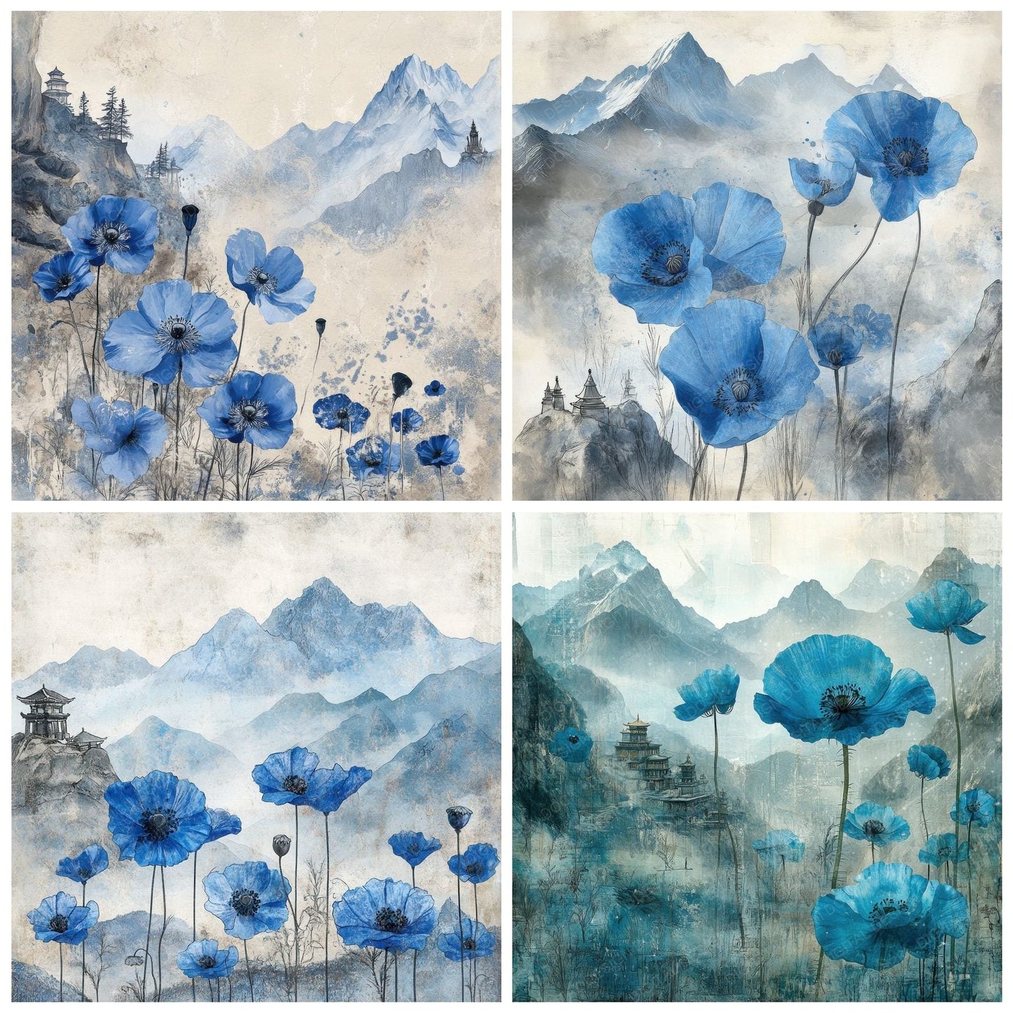 Himalayas Blue Poppy Digital Paper Pack (DDD002017)