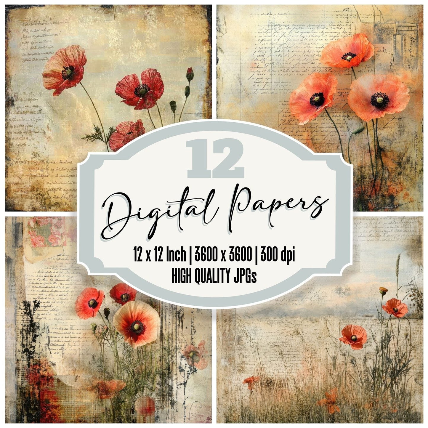 Hiraeth Poppy Letter Digital Paper Pack (DDD002018)