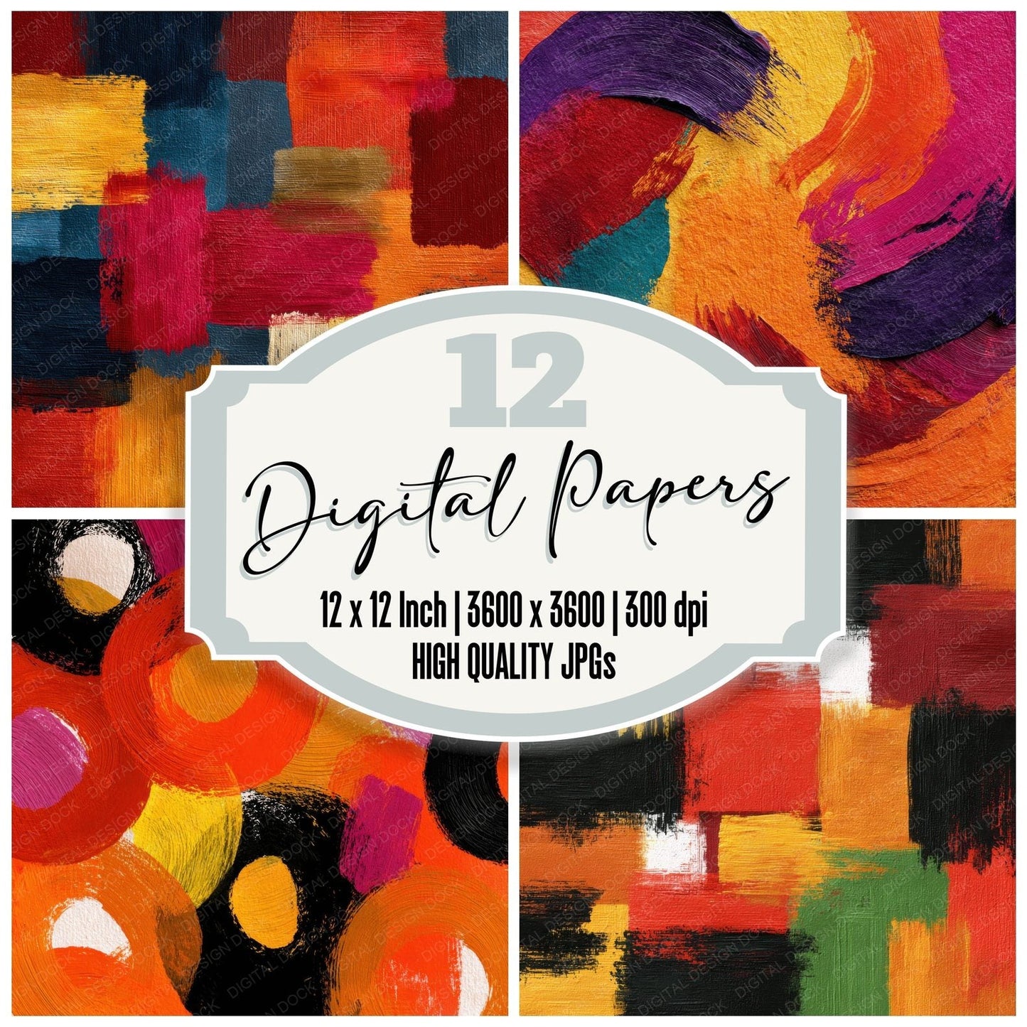 Hodgkin Bold Brush Edge Gesture Digital Paper Pack (DDD002020)