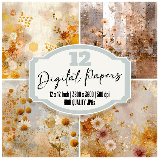 Honey Bone Weave Flora Digital Paper Pack (DDD002031)