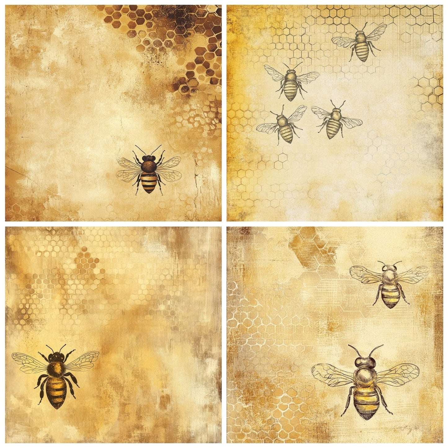 Honeycomb Bee outline Digital Paper Pack (DDD002032)