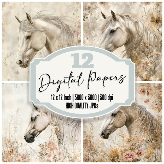 Horse Pampas Fade Digital Paper Pack (DDD002035)