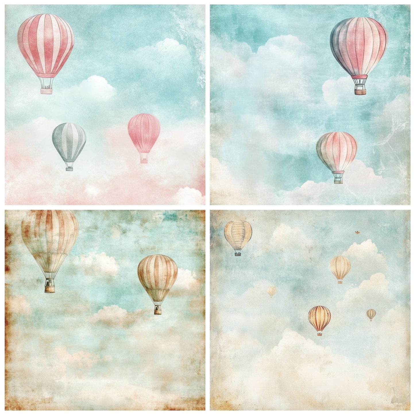 Hot Air Balloons Background Digital Paper Pack (DDD002037)