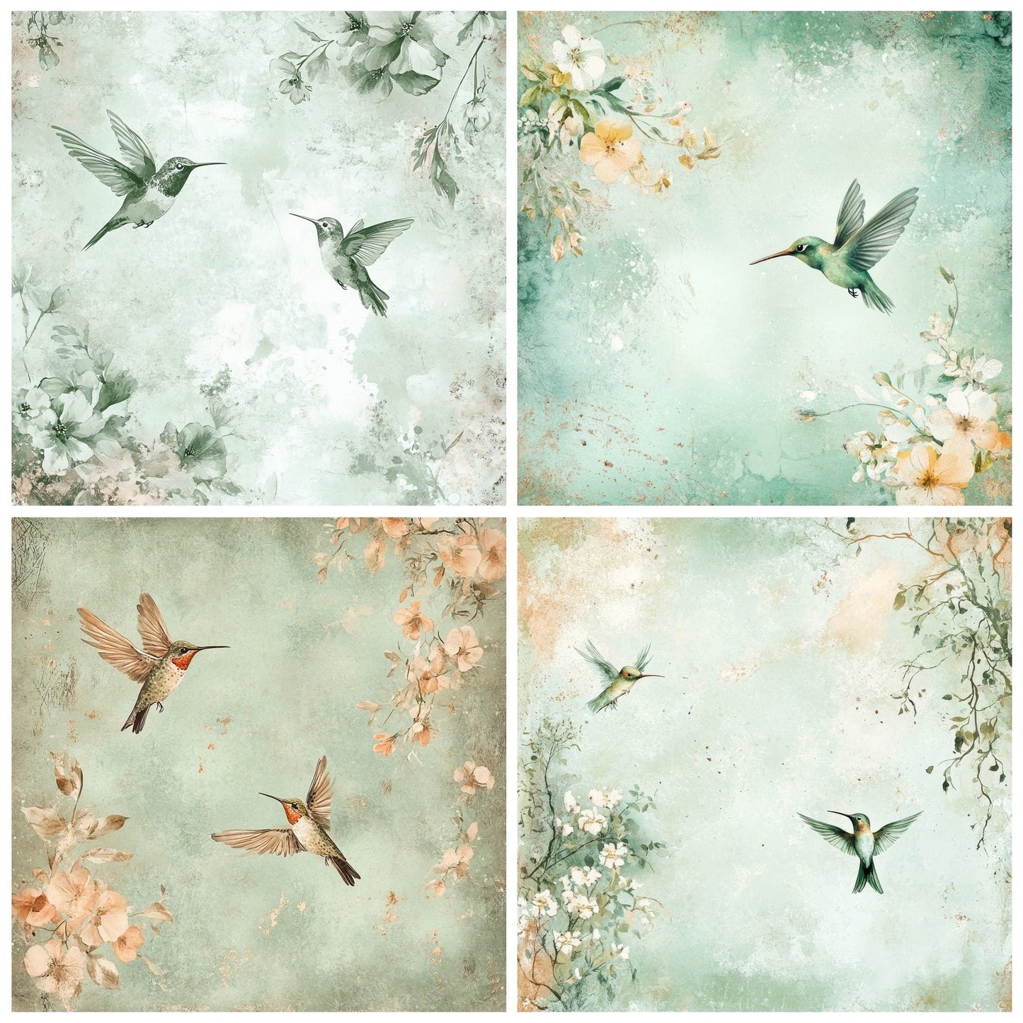 Hummingbird Soft Mint Green Digital Paper Pack (DDD002043)