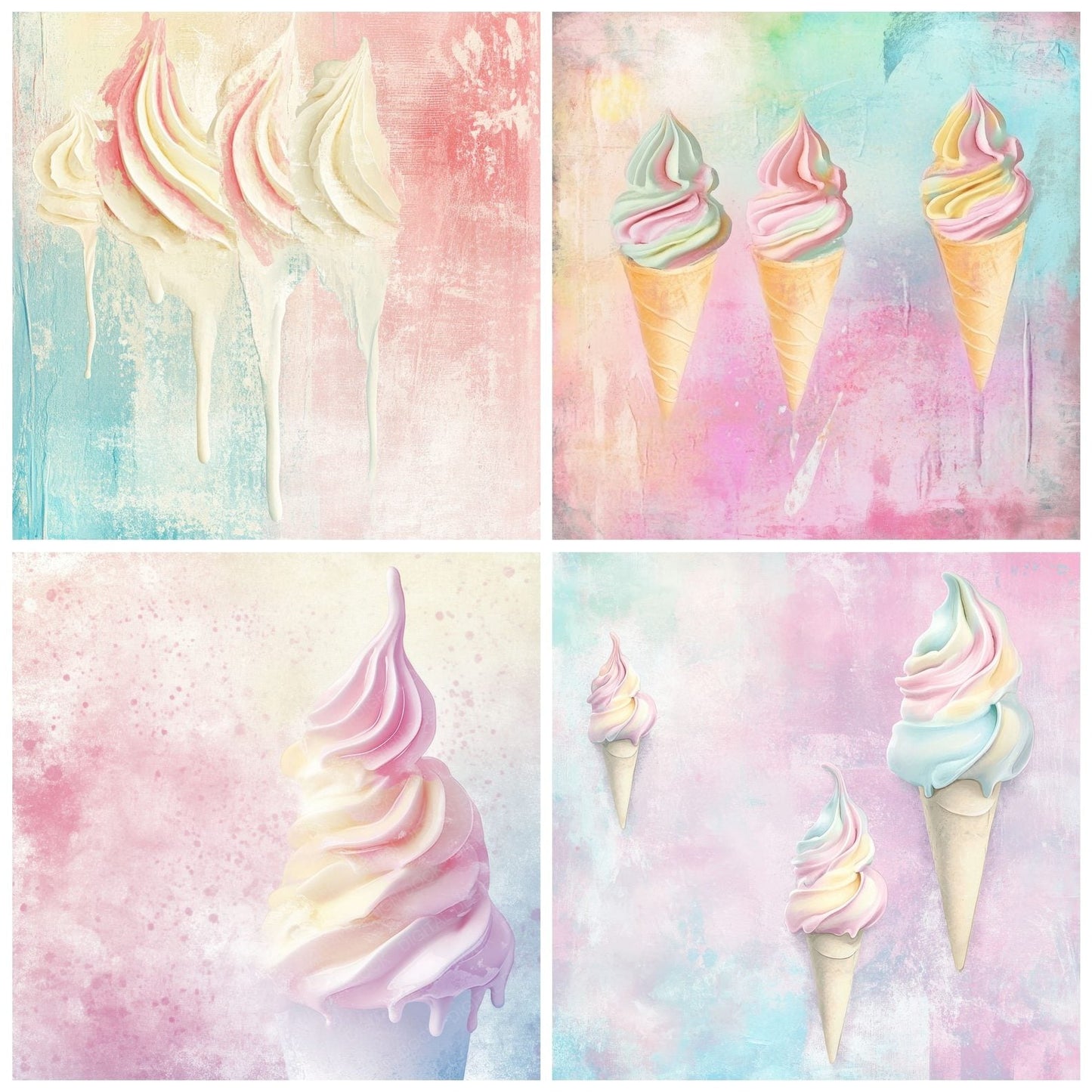 Ice Cream Drips Background Digital Paper Pack (DDD002048)