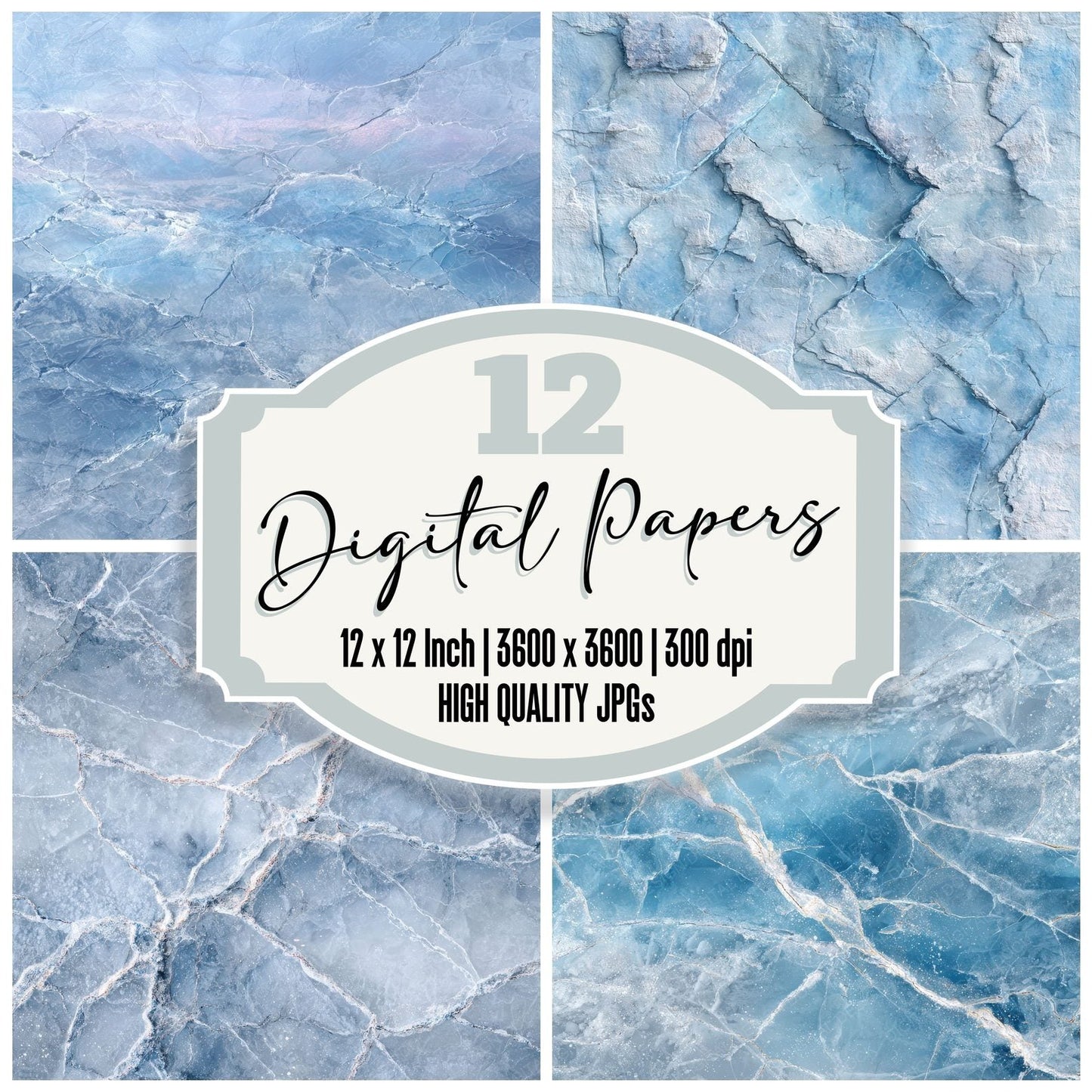 Ice Fracture Bubble Blue Digital Paper Pack (DDD002052)