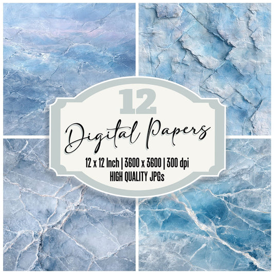 Ice Fracture Bubble Blue Digital Paper Pack (DDD002052)