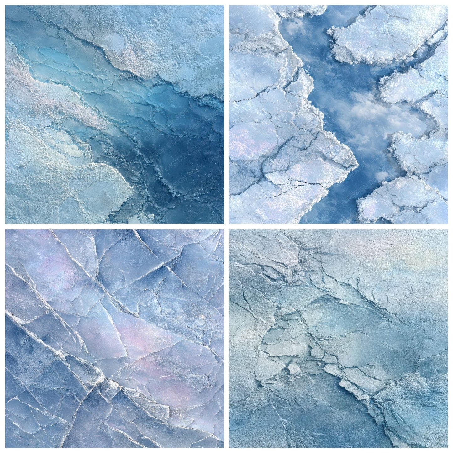 Ice Fracture Bubble Blue Digital Paper Pack (DDD002052)