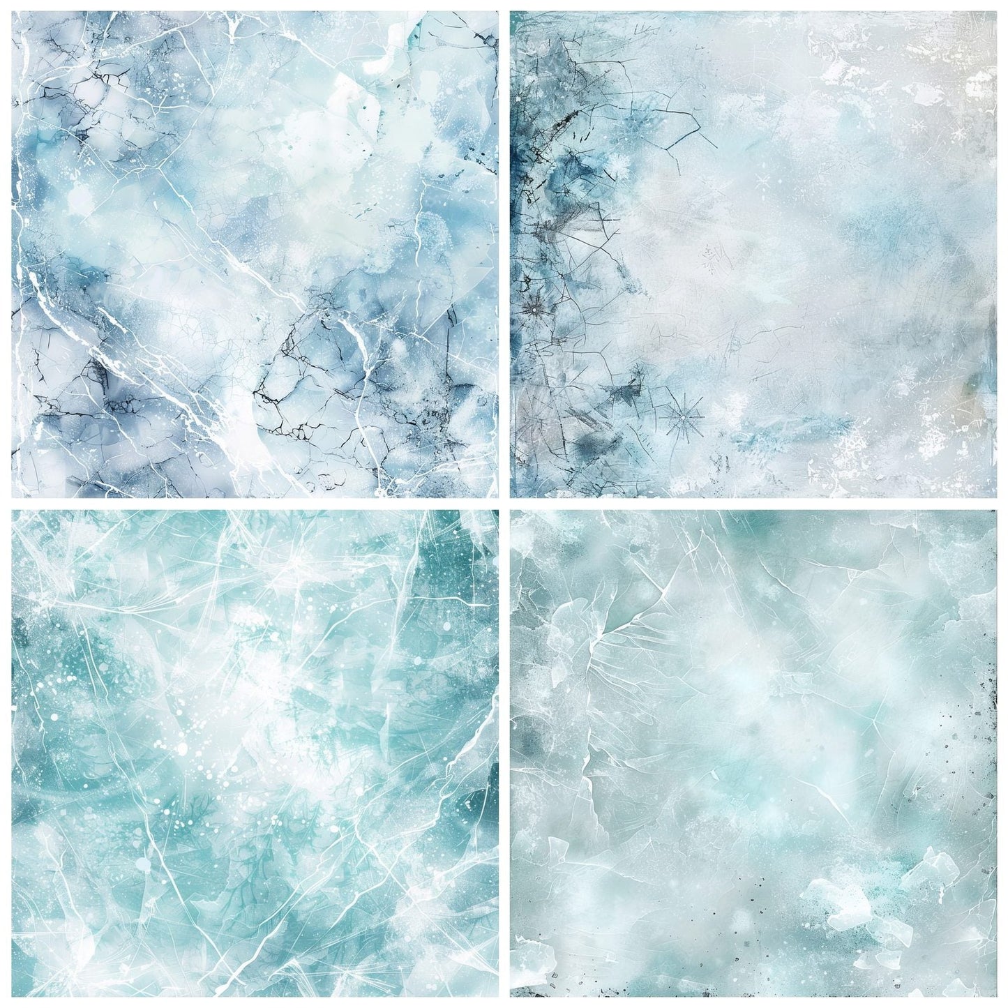 Icy White Pale Blue Digital Paper Pack (DDD002059)