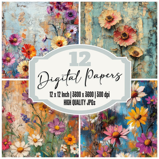 Impasto Floral Whirl Digital Paper Pack (DDD002060)