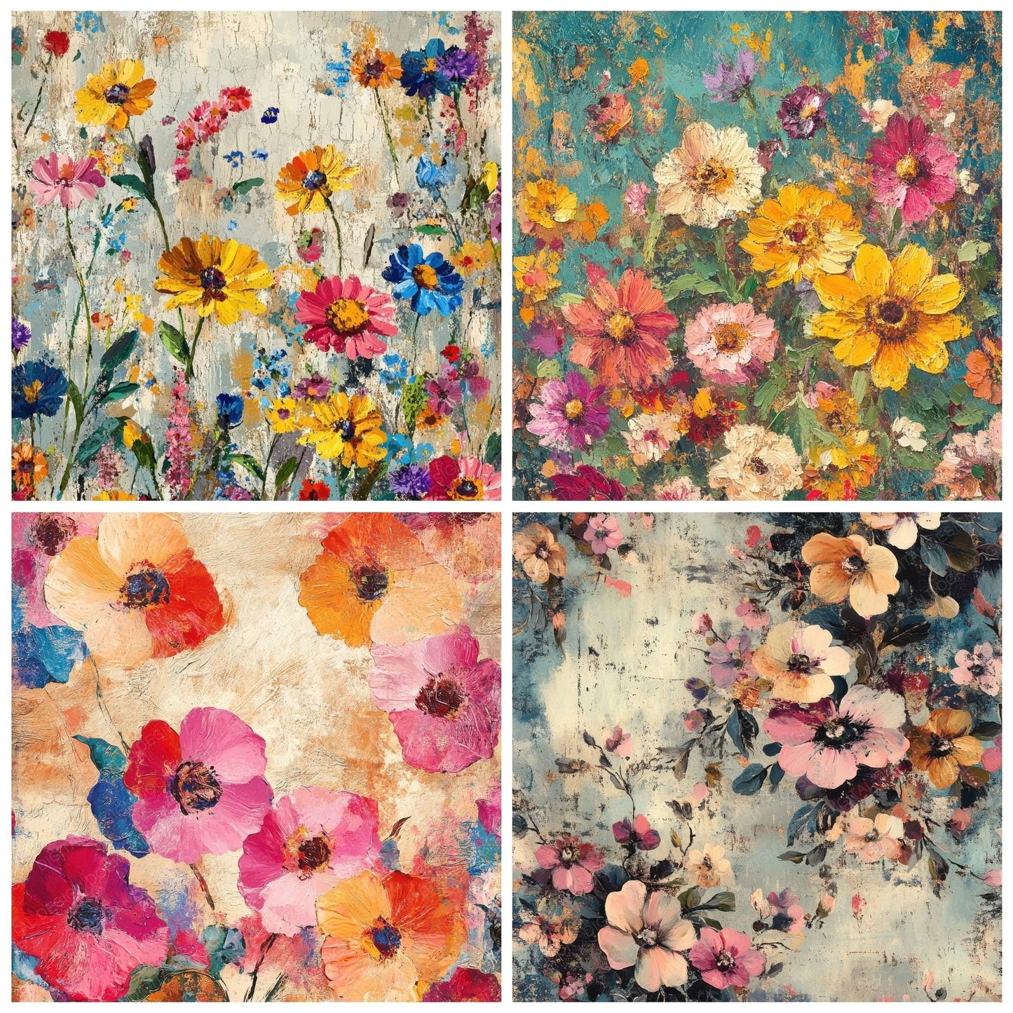Impasto Floral Whirl Digital Paper Pack (DDD002060)